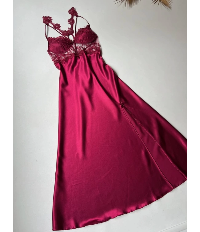 LONG SLIT SILK NIGHTY SET 5 PCS ππ